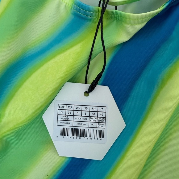 BNWOT New | OW Collection MIA DRESS LIME & BLUE SIZE SMALL - Picture 6 of 6